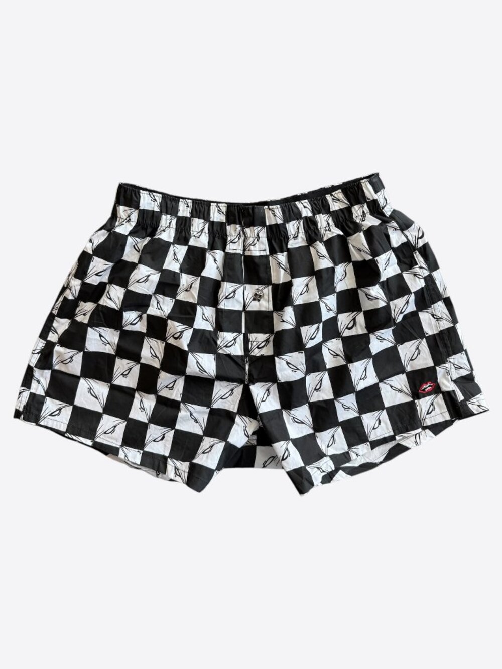 Chrome Hearts Matty Boy Black & White 99 Eyes Checkered Swim Shorts